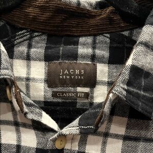 Jachs Black and White Plaid Casual Button Down Shirt